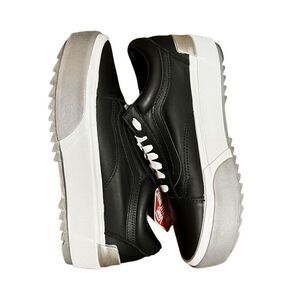 Vans Old Skool Stacked Shiny black leather platform sneaker